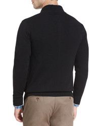 Peter Millar Merino Quarter Zip Sweater Black