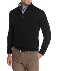 Peter Millar Merino Quarter Zip Sweater Black