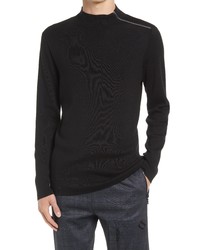 KARL LAGERFELD PARIS Mock Neck Shoulder Zip Sweater