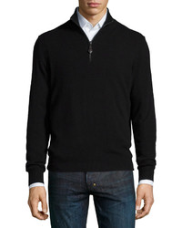 Neiman Marcus Nano Cashmere 14 Zip Pullover Black