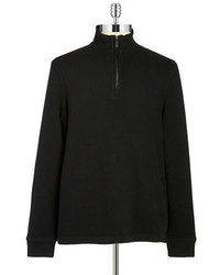 Black Brown 1826 Quarter Zip Cotton Sweater