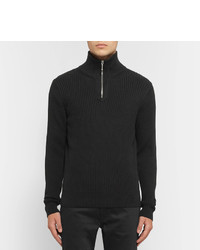 Sandro Ribbed Cotton Half Zip Sweater