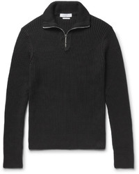 Sandro Ribbed Cotton Half Zip Sweater