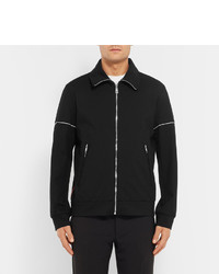 Prada Slim Fit Contrast Trimmed Tech Jersey Zip Up Sweatshirt