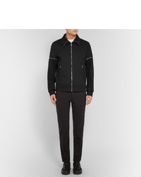Prada Slim Fit Contrast Trimmed Tech Jersey Zip Up Sweatshirt