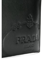 Prada Logo Embossed Zipped Clutch