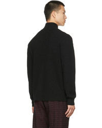 Dries Van Noten Black Alpaca Wool Zip Up Sweater