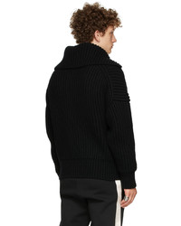 Alexander McQueen Black Funnel Neck Zip Through Sweater