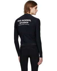 Pas Normal Studios Black Jersey Zip Up Long Sleeve T Shirt