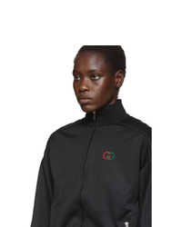 Gucci Black Pad Detail Zip Up Sweatshirt