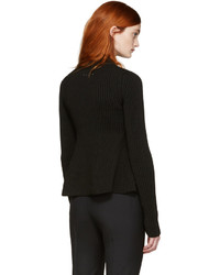 MM6 MAISON MARGIELA Black Peplum Zip Up Sweater