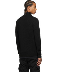 C.P. Company Black Wool Stand Collar Zip Up Sweater