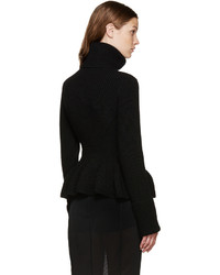 Alexander McQueen Black Wool Zip Up Sweater