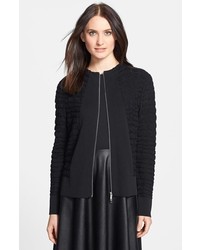 Lafayette 148 New York Crocco Front Zip Jacquard Cardigan