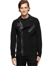 Calvin Klein Jeans Faux Leather Motorcycle Sweater