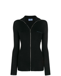 Prada Fitted Ribbed Front Zip Cardigan