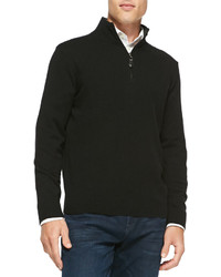 Neiman Marcus Nano Cashmere 14 Zip Pullover Black