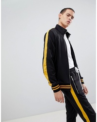 Criminal Damage Track Jacket In Black With Yellow