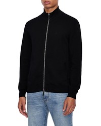 Armani Exchange Zip Cotton Sweater In Black At Nordstrom