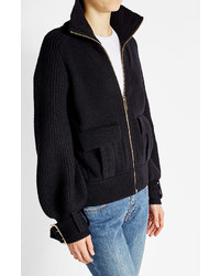 Burberry Zipped Wool Cardigan With Cashmere