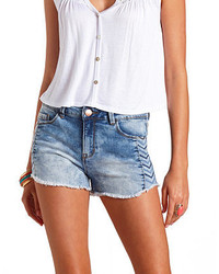 Charlotte Russe Chevron Embroidered High Waisted Denim Shorts