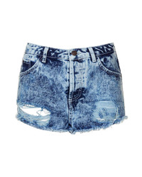 Topshop Moto Acid Wash High Waisted Denim Hotpants With Front And Back Rip Detail 100% Cotton Machine Washable