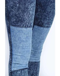 Boohoo Ciara Acid Wash Patchwork High Rise Skinny Jeans