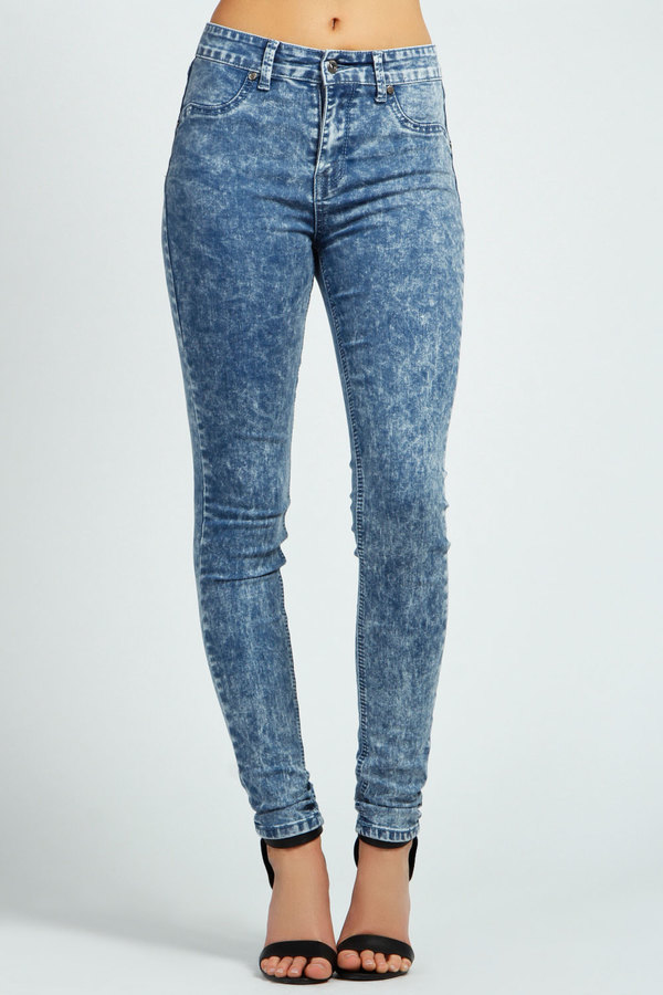 Boohoo Laila Dark Acid Wash Skinny Denim Jeans, $44