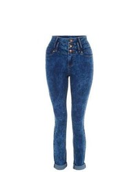 New Look Blue High Waisted Acid Wash Skinny Jeans