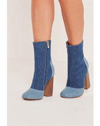 Missguided Patchwork Denim Ankle Boots