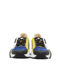 Fendi Blue And Grey Suede Flow Sneakers