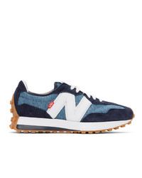 Levis Blue And White New Balance Edition 327 Sneakers