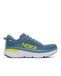 Hoka One One Blue And Yellow Bondi 7 Sneakers