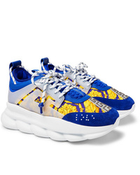 Versace Chain Reaction Panelled Shell Rubber And Suede Sneakers