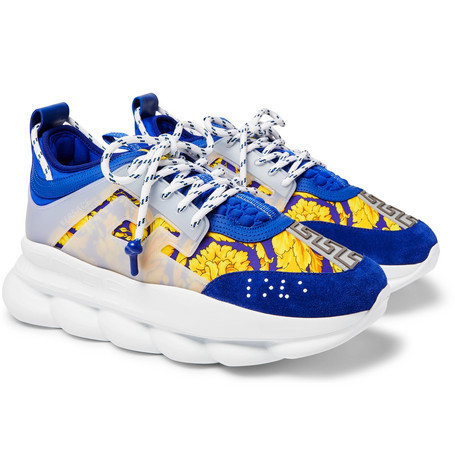 Versace Chain Reaction Panelled Shell Rubber And Suede Sneakers, $515 | MR  PORTER | Lookastic