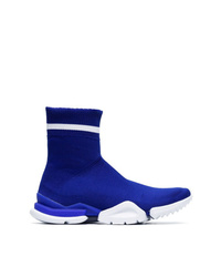 Reebok White And Blue Sock Runner Sneakers