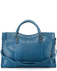 Balenciaga Giant 12 Python City Bag Blue