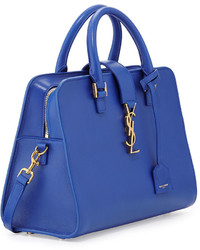 Saint Laurent Monogram Small Zip Around Satchel Bag Bleu Majorelle