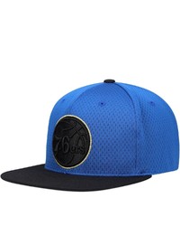 Mitchell & Ness Royal Philadelphia 76ers Gold Block Snapback Hat