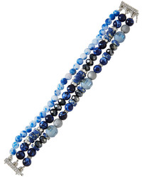 Lydell NYC Triple Strand Beaded Bracelet Blue