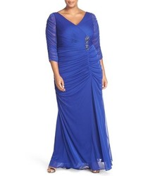 Adrianna Papell Plus Size Beaded Mesh Gown