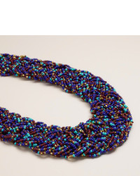 Cost Plus World Market Blue Braided Multi Strand Bead Necklace