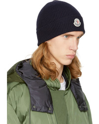 Moncler Navy Ribbed Wool Beanie