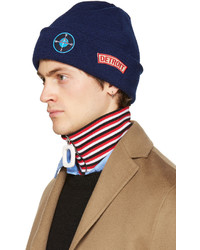 Raf Simons Navy Wool Patches Beanie