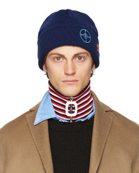 Raf Simons Navy Wool Patches Beanie