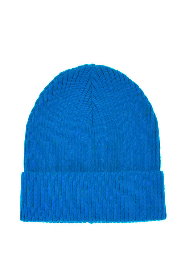 Topshop Blue Fine Ribbed Knitted Slouchy Beanie Hat 100% Acrylic ...