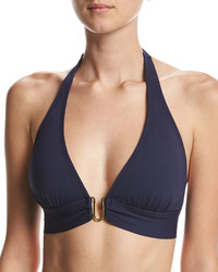 Tommy Bahama Pearl Halter Swim Top With U Ring Navy