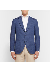 Loro Piana Blue Toledo Slim Fit Linen Blazer