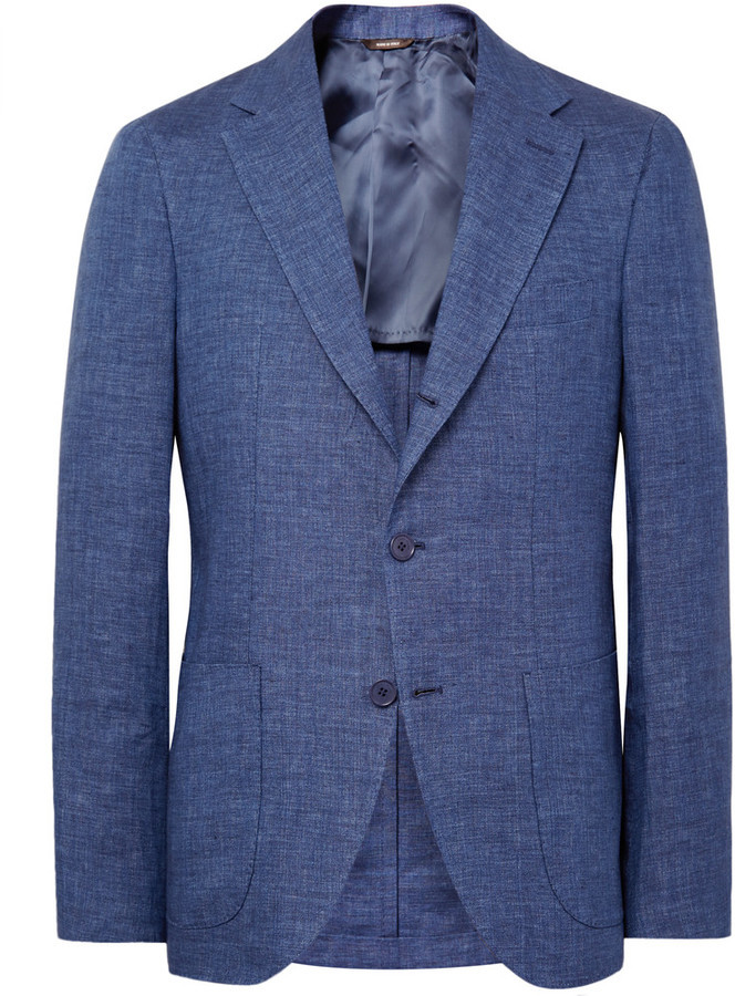 Loro Piana Blue Toledo Slim Fit Linen Blazer, $2,195 | MR PORTER ...