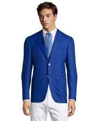 Canali Bright Blue Wool Tweed Kei Two Button Blazer